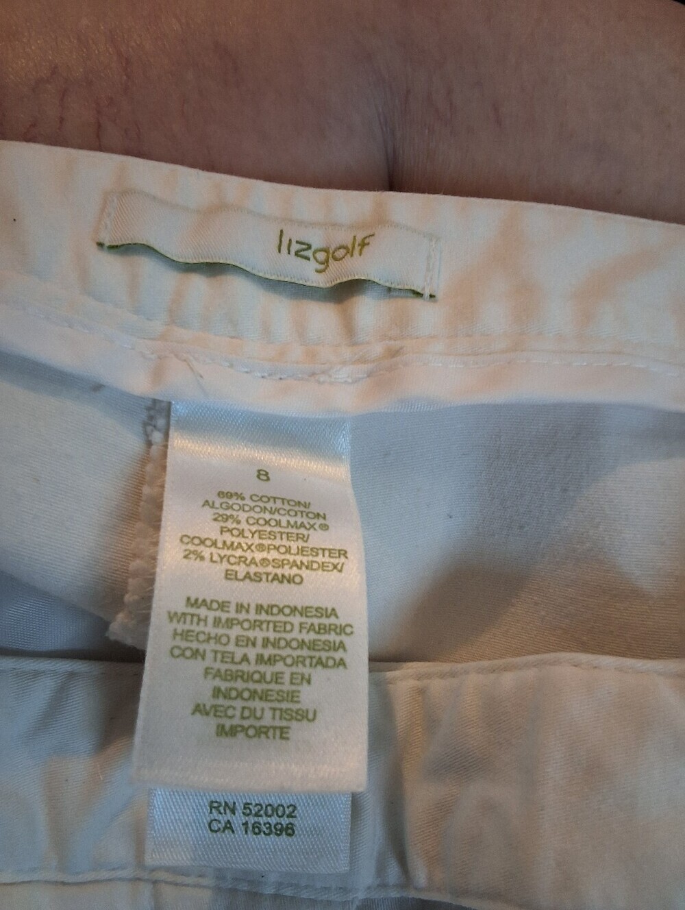 Liz Golf White Cotton Stretch Shorts Size 8 Pockets Preppy Resort Casual - Picture 4 of 9